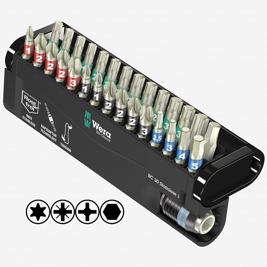 DR91-07110930 pc. Stainless Bit Set with Rapidaptor DR91-07110930 pc. Stainless Bit Set with Rapidaptor